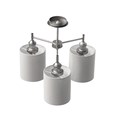 Echo Modern  3 Light Pewter Ceiling Light with Grey Linen Shades