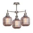 Echo 3 Light Pewter and Smoked Ribbed Glass