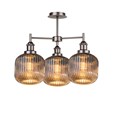 Echo 3 Light Pewter and Smoked Ribbed Glass