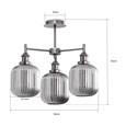 Echo 3 Light Pewter and Smoked Ribbed Glass
