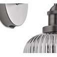 Echo Pewter Wall Light with Smoked Ribbed Glass