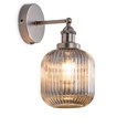 Echo Pewter Wall Light with Smoked Ribbed Glass