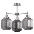 Silver Corsica 3 Light with Ribbed Smoked Glass