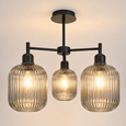 Corsica Black 3 light with Smoked Glass Shades