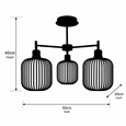Corsica Black 3 light with Smoked Glass Shades
