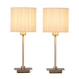 (Pair)Darwen Square Stick Antique Brass Table Lamp with Natural Hard Pleat Shade