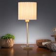 Darwen Square Stick Antique Brass Table Lamp with Natural Pleat Shade