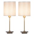 (Pair) Darwen Square Stick Antique Brass with Grey Linen Shade