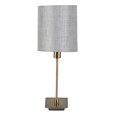 Darwen Square Stick Antique Brass Table Lamp with Grey Linen Shade