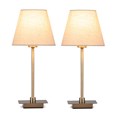 (Pair) Darwen Square Stick Antique Brass with Natural Linen Shade