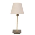 Darwen Square Stick Antique Brass Table Lamp with Natural Linen Shade