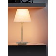 Darwen Square Stick Antique Brass Table Lamp with Natural Linen Shade