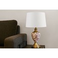 Hepburn Red printed / Antique Table Lamp with Ivory Lined Shade