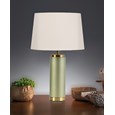 Cylinder Frosted Sage Green / Gold Effect Table Lamp with Ivory Gold Lined Shade