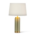 Cylinder Frosted Sage Green / Gold Effect Table Lamp with Ivory Gold Lined Shade