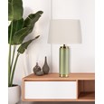 Cylinder Frosted Sage Green / Gold Effect Table Lamp with Ivory Gold Lined Shade