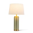 Cylinder Frosted Sage Green / Gold Effect Table Lamp with Natural Shade