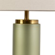 Cylinder Frosted Sage Green / Gold Effect Table Lamp with Natural Shade