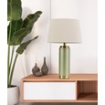 Cylinder Frosted Sage Green / Gold Effect Table Lamp with Natural Shade