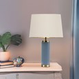 Cylinder Juniper Blue / Gold Effect with Ivory Gold Lined Shade