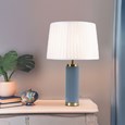 Cylinder Juniper Blue / Gold Effect with Ivory Pleat Shade