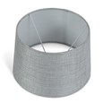 Cylinder Ash Grey Wood Print/Silver Table Lamp with Grey Linen Shade