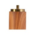 Cylinder Wood Effect Print/Gold Table Lamp with Ivory Gold Lined Shade