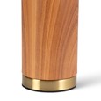 Cylinder Ash Grey Wood Print/Gold Table Lamp with Natural Linen Shade