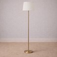 Stockholm Antique Brass Floor Lamp with Red & Gold Shade