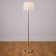 Stockholm Antique Brass Floor Lamp with Ivory Linen Shade