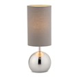 Small Silver Brush Metal Touch Table Lamp with Grey Shade