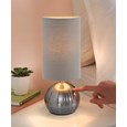 Small Silver Brush Metal Touch Table Lamp with Grey Shade