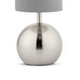 Small Silver Brush Metal Touch Table Lamp with Grey Shade
