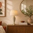 Bailey Large Sage Green Table Lamp with Beige Lined Shade