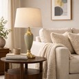 Bailey Large Sage Green Table Lamp with Natural Shade