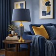Bailey Large Juniper Blue Table Lamp with Blue/Gold Lined Shade