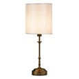 Florence Rechargeable Antique Brass Table Lamp with Grey Linen Shade