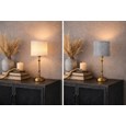 Florence Rechargeable Antique Brass Table Lamp with Grey Linen Shade