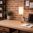 Florence Rechargeable Antique Brass Table Lamp with Ivory String Shade