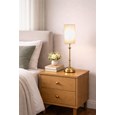 Florence Rechargeable Antique Brass Table Lamp with Ivory String Shade