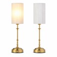 Florence Rechargeable Antique Brass Table Lamp with Ivory String Shade