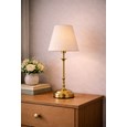 Florence Rechargeable Antique Brass Table Lamp with Natural Linen Shade