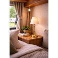 Florence Rechargeable Antique Brass Table Lamp with Natural Linen Shade