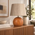 Canon Ball Walnut Print Table Lamp with Charcoal Gold Shade