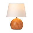 Canon Ball Walnut Print Table Lamp with Ivory Linen Shade