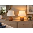 Canon Ball Walnut Print Table Lamp with Pleated Shade