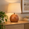 Canon Ball Walnut Print Table Lamp with Natural Shade