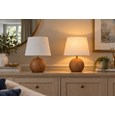 Canon Ball Walnut Print Table Lamp with Natural Shade