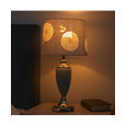 Malham Large Table Lamp with Lacy Bloom Stencil Shade - Modern Grey & Silver