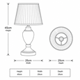 Malham Small Touch Control Table Lamp Blue with Ivory Pleated Shade